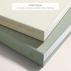 Aesthetic Decorative Books -Set of 2 Minimalist Linen Hardcover Faux/Fake Books for Coffee Table Home Decor Living Room Decoration, Photo Storage or as a Keepsake Box(Sage-beige-musician)