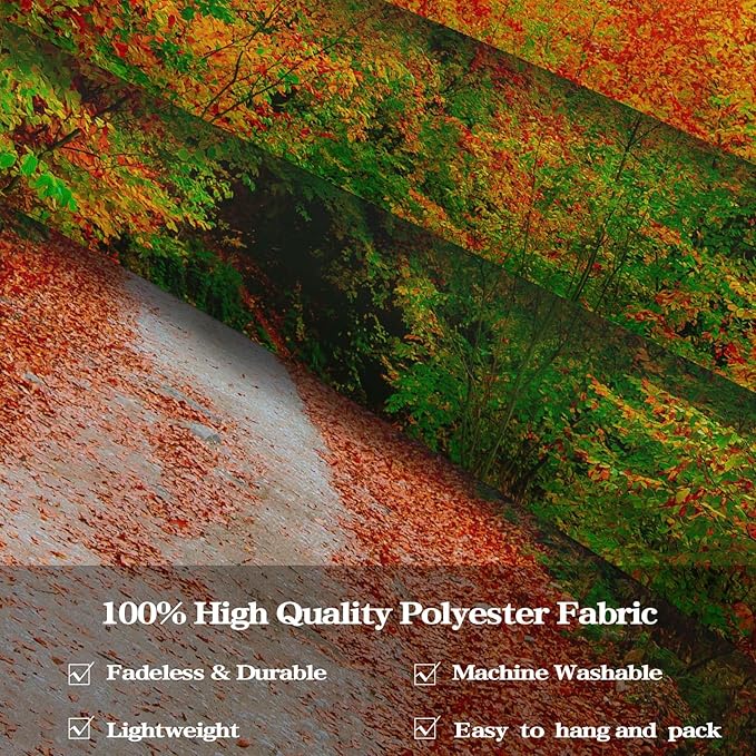 AMM Autumn Forest Tapestry Nature Fall Tree Thanksgiving Tapestry for Bedroom Aesthetic Autumn Path Yellow Red Fallen Leaves Landscape Tapestries Wall Hanging for Living Room Dorm 80 x 60 Inch