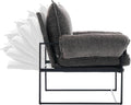 YISHENG Accent Chair with 6-Angle Adjustable Backrest, Chenille Fabric Living Room Chair Upholstered Lounge Chair, Modern Chair Cozy Reclining Chair for Reading Room, 1PC Gray