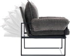 YISHENG Accent Chair with 6-Angle Adjustable Backrest, Chenille Fabric Living Room Chair Upholstered Lounge Chair, Modern Chair Cozy Reclining Chair for Reading Room, 1PC Gray