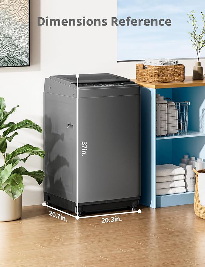 COMFEE’ 1.6 Cu.ft Portable Washing Machine, 11lbs Capacity Fully Automatic Compact Washer with Wheels, 6 Wash Programs Laundry Drain Pump, Ideal for Apartments, RV, Camping, Magnetic Gray