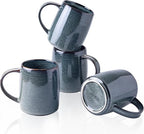GBHOME Large Coffee Mugs Set of 4, 18oz Handmade Ceramic Coffee Mugs Set with Gradient color for Latte/Tea/Beer/Hot Cocoa, Dishwasher & Microwave Safe, Space blue