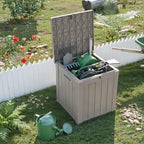 50 Gallon Resin Deck Box, Lockable Outdoor Storage Box for Patio Cushions Storage Furniture,Garden Tools, Pool Supplies, Weatherproof and UV Resistant (Grey)