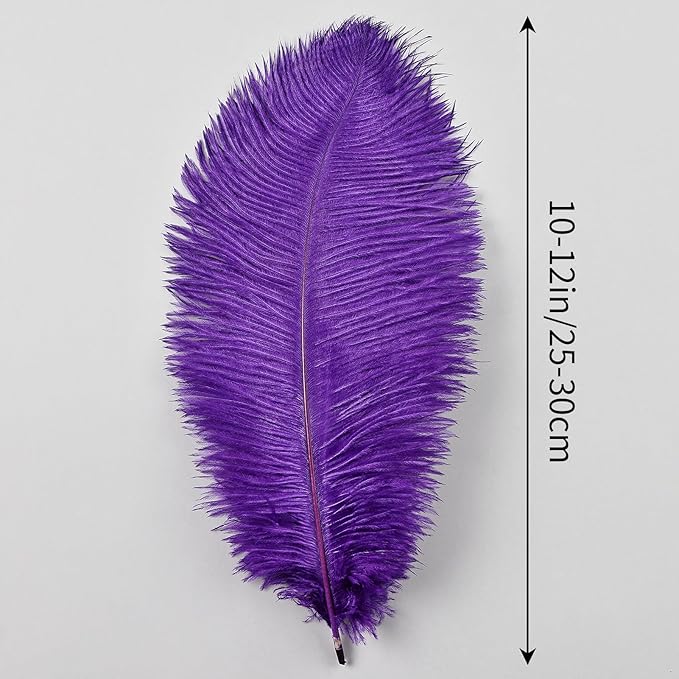 THARAHT 24pcs Purple Ostrich Feathers Natural Bulk 10-12Inch 25cm-30cm for Wedding Party Centerpieces Easter Gatsby and Home Decorate Ostrich Feather