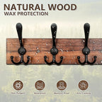 IBosins Wall Mounted Coat Rack, 31-2/5'' Long, Entryway Hanging Rack, Metal Wood Coat Hooks Rack with 8 Black Rustic Tri-Hooks Rail for Coat, Bag, Towel, Key, Hat, Umbrella