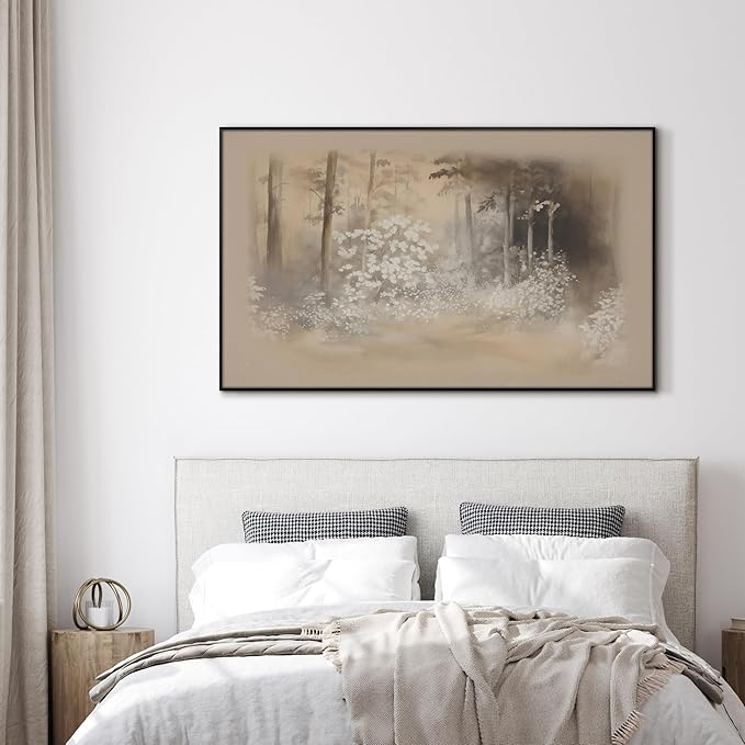 SIGNWIN 30"x60" Extra Large Framed Wall Art Misty Forest in Sepia Tones, Watercolor Woodland Landscape for Home Living Room Bedroom Decor (Frame Assembly Required)
