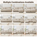 Modular Sectional Sofa Cloud Couch 3-Seater Deep Seat Sofa Couch, Oversized Couch Bed Sectional Couch with Round Bolster Armrests 5 Pillows, Modern Sofa Chair Comfy Couch