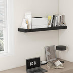 12'' Deep Floating Shelves, 48 Inch Large Floating Shelf Black, Deep Wall Shelves for Living Room Bathroom Laundry Room Bedroom Kitchen Home Office - Black