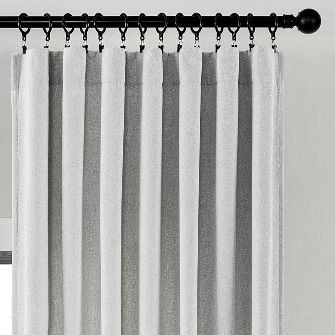 Joydeco Light Filtering Curtains 108 Inch Length for Bedroom, Faux Linen Curtains 108 Inches Long for Living Room, Pinch Pleat Curtains for Living Room 108 Inch Length(52x108 inch, Greyish White)