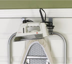 Household Essentials 144222 Over The Door Small Ironing Board with Iron Holder, Natural Cotton Cover Silver