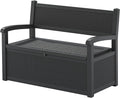70 Gallon Storage Bench Deck Box for Patio Furniture with Armrest Bench Outdoor Storage