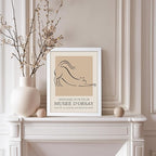 Poster Master Vintage Poster - Retro Minimalist Print - Gift for Artist, Housewarming - Cat, Line Drawing, Sketch, Abstract - Wall Decor for Living Room, Bedroom, 8x10 White Framed