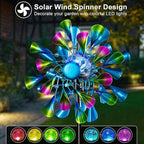 60'' Wind Spinner with Color Glass Ball Solar Lights, Green Peacock Feathers Metal Garden Outdoor Decor Yard Lawn Art Decor for Patio Kinetic Windmills Unique Gifts for Friends and Family