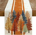 GEEORY Fall Watercolor Trees & Maple Leaves Striped Table Runner 13x120 Inch, Rustic Farmhouse Autumn Thanksgiving Decor for Kitchen, Dining, Indoor/Outdoor Holiday Dinner Party Orange GT157-120