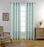 MIUCO Moroccan Embroidered Semi Sheer Curtains Linen Look Grommet Panels for Bedroom 52 x 95 Inch 2 Panels, Subtle Green
