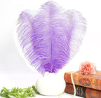 THARAHT Lavender Ostrich Feathers 12pcs Large Natural Bulk 16-18Inch 40cm-45cm for Wedding Party Centerpieces Easter Gatsbi and Decoration Feather