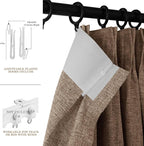 Extra Wide 100% Blackout Linen Textured Curtains - Room Dividers, W150 x L108 (1 Panel), Pinch Pleat Drapes for Living Room, Full Light Block Out Drapery for Sliding Door, Taupe