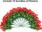 Artificial Flowers for Outdoors Fake Plants Outside Decoration, 12 Bundles Silk Red Morning Glory UV Resistant Look Real Faux Flowers for Planter Front Door Porch Patio Yard Gardens Balcony
