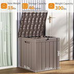 40 Gallon Resin Deck Box, Lockable Patio Outdoor Storage Box for Furniture, Garden Tools and Tools Storage, Waterproof Outside Storage Boxes - Grey