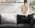 Oversized Accent Chair, Upholstered Modern Sofa Chair with Removable Backrest & Detachable Cover, 24.5" Deep Seat Large Reading Armchair for Living Room Bedroom Office - Chenille Black Set of 2