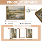 Floating Framed Canvas Wall Art, Vintage Mallard Duck Oil Paintings Print, Countryside Art Wildlife Nature Pond Wall Decor for Living Room, Bedroom, Office, Rustic Decor 12x16 inch