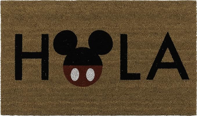 Gertmenian Disney Mickey Mouse Doormat Rug Retro Front Door Coir Mat Welcome Home Indoor Outdoor Entryway Carpet, 2-Pack 20x34, Minnie Bienvenidos/Hola