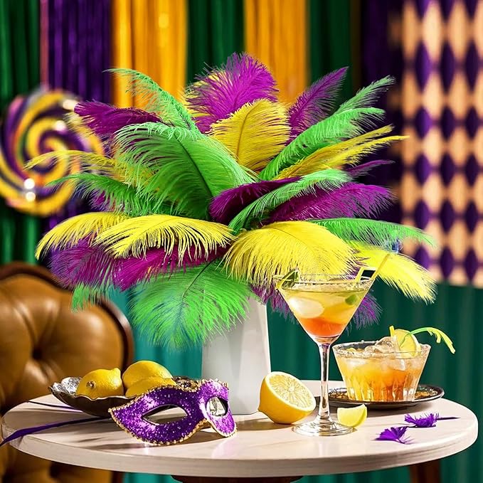 THARAHT Mix Colour Ostrich Feathers 12pcs Natural Bulk 10-12Inch 25cm-30cm for Wedding Party Centerpieces Easter Gatsbi and Home Decoration Feathers
