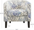 BELLEZE Living Room Chair, Linen Round Accent Barrel Chair, Club Tub Sofa Chair for Bedroom, Corner Chair with Flared Legs and Cozy Soft Padding - Highland (Blue Coral)
