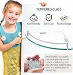 KES Glass Corner Shelf for Bathroom Corner Shelf 2 Pack Tempered Glass Shelf with Rail SUS 304 Stainless Steel Wall Mounted Brushed Finish, BGS2101A-2-P2