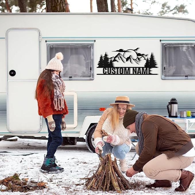 Personalized Mountain Metal Sign, Metal Mountain Wall Art Decor, Custom Family Name Sign, Custom Sign Outdoor Metal, Forest Home Decor Sign, Nature Wall Art, Cabin Decor, Housewarming Gifts