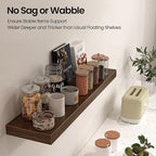 Floating Shelves for Wall, 31.5"W x 6.7"D x 1.5"H, Wooden Wall Mounted Display Shelves with Invisible Brackets for Living Room, Bedroom, Bathroom, Kitchen Decor and Storage, Set of 2, Walnut