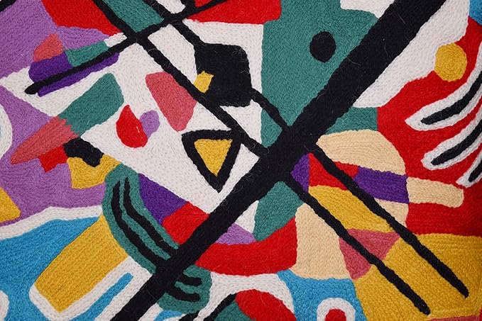 Kandinsky Modern Pillow Cover - Blue Painting | Abstract Throw Pillows | Modern Chair Cushion| Contemporary Accent Pillows | Mid Century Chair Cushions | Handmade Wool Size 18x18