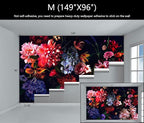 WFBHUA-Dark Floral Wallpaper Watercolor Pink and Blue Flower Wall Mural for Bedroom (Not Peel and Stick)