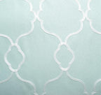 MIUCO Moroccan Embroidered Semi Sheer Curtains Faux Linen Grommet Window Panel Pair for Kitchen 52 x 63 Inch, Subtle Green