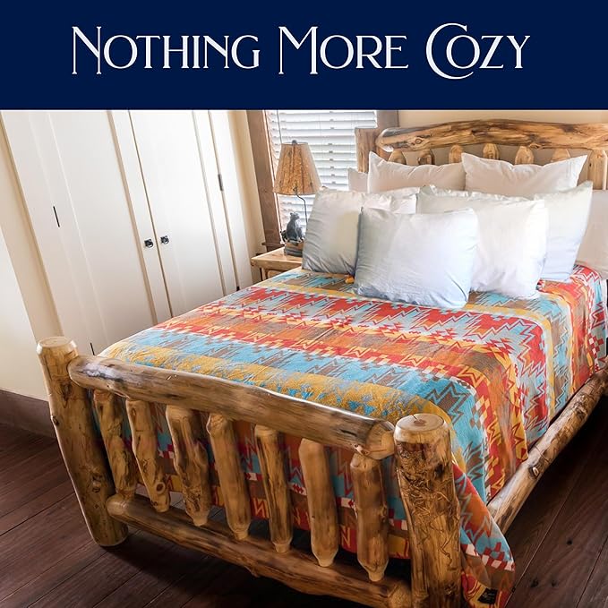 Beacon Blankets Southwestern Wigwam Native American Design Throw - 90" x 90" Blanket Only - Premium Plush Blanket Can be Used for Queen or King Size Bed