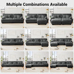 Loveseat Modular Sectional Sofa, L Shaped Couch with Ottoman, Cloud Couch Sectional Couch Home Sofa Living Room Oversized Couch Deep Seat Couch with Round Bolster Armrests 4 Pillows(Gray)