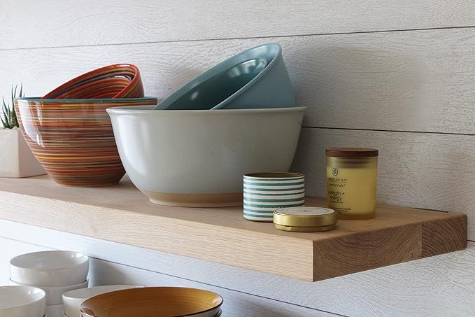 Urban Legacy Unfinished White Oak Deep Floating Shelves | Easy to Install Accent Modern Floating Shelves with Floating Shelf Brackets| Set of 2 (24" x 11" x 2")