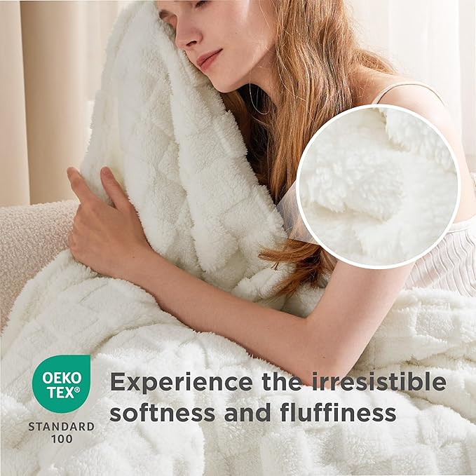 Bedsure GentleSoft King Size Blanket for Bed - Super Soft Cozy Blankets for Women Men Girls, Large Fuzzy Fleece Throw for Bedroom Decor, White,108x90 Inches