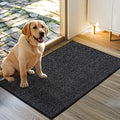 JSEI Dirt Trapper Door Mat 24"x36" Non-Slip Washable Entrance Mat, Dog Doormats, Absorbent & Fade-Resistant Floor Mats, Low Profile Welcome Mats for Entryway, Front Door, and Inside Entrance, Black