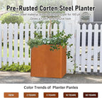 Corten Steel Large Square Planter Box 20"x20"x21", Heavy Duty Planter for Commercial and Residential Use