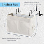 Bedside Caddy Organizer/Bedside Hanging Storage Bag Multi-Function Caddy for Bunk bed Hospital Beds Dorm Bed Rails, Holders Books Glasses Phones Magazine(White)