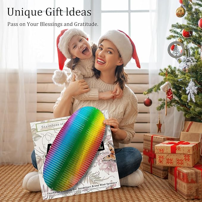 Wind Spinner Rainbow Wave Wind Spinners for Yard and Garden,15in Hanging Kinetic Yard Art Wind Sculpture,3D Wind Spinners Outdoor & Indoor Rainbow Helix Garden Decor Christmas Ornaments