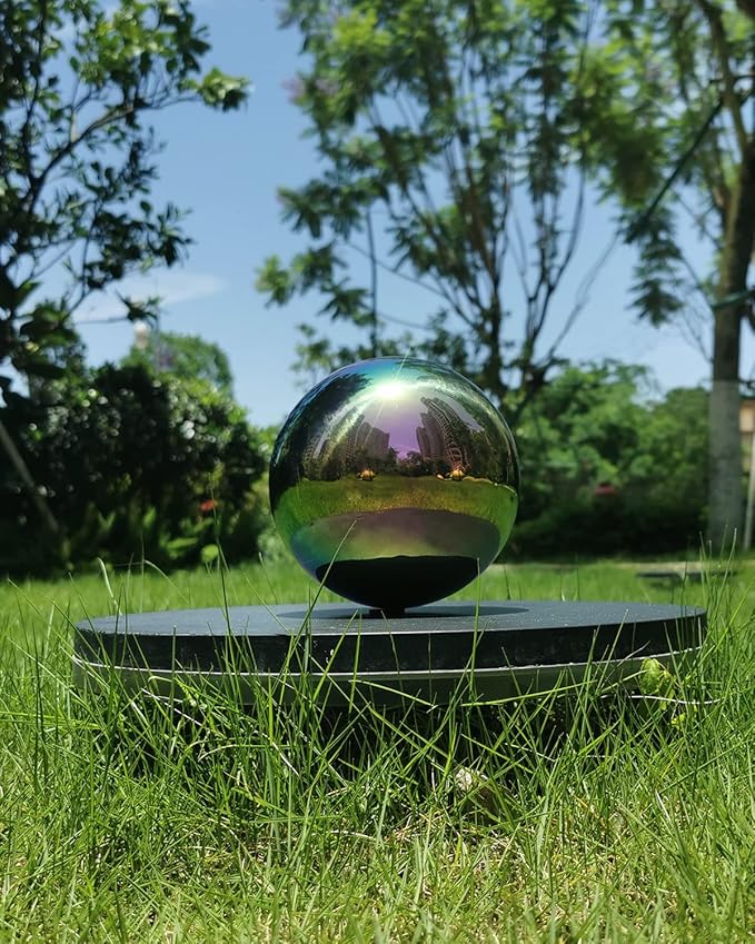 Rainbow Gazing Globe Mirror Ball in Stainless Steel, Shiny Hollow Sphere Sparkling Housewarming Outdoor Ornament (6 Inch)