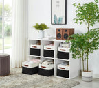 DECOMOMO Storage Bins Fabric Storage Baskets for Shelves, Linen Closet Organization Toys Nursery (Black and White, Large - 4 Pack)