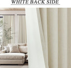 100 Inch Length Custom Summer Curtains for Windows Living Room Viral Back Tab Pleated Extreme Blackout Curtain Linen Designer Drapes for Sliding Glass Doors Patio 52 Wide x 100 Long Tall 2 Panel Beige