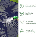 GENIMO Outdoor Rug 6' x 9' Waterproof for Patios Clearance, Reversible Outdoor Plastic Straw Camping Rug Carpet, Large Area Rugs Mats for RV, Camper, Deck, Balcony, Porch, Beach, Picnic Navy Blue&Grey