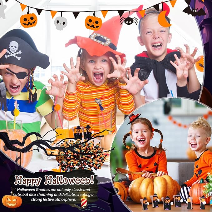 50 Pcs Halloween Mini Figurines Tiny Pumpkin Figures to Hide and Seek Rubber Wizard Miniatures Ornaments Gifts for Halloween Party Favors Table Decorations(Wizard)