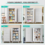 Wide & Deep Metal Storage Cabinet with 2 Doors and 5 Shelves,72 inch Tall Pantry Storage Cabinet,Large Cupboard Closet,White Cabinets for Home,Kitchen,Bathroom,Dining/Living Room