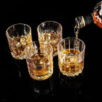 KANARS Whiskey Glasses Set of 4 - Multi Style Crystal Liquor Glasses 10 oz - Rocks Glass Barware For Scotch, Bourbon, Rum and Cocktail, Whisky Gifts for Men