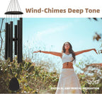 Wind-Chimes-Outdoor-Large-Decor, Deep Tone Soothing Melodic Tones Windchimes, Wind Chimes for Outside, Memorial Wind Chime Best Gift for Mom Women Grandma Neighbors（32" Black）